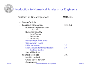 Introduction to Numerical Analysis for Engineers Mathews • Systems of Linear Equations