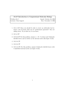 18.417  Introduction  to  Computational  Molecular ... Problem Set 5 Issued:  October 26, 2004 Lecturer:  Ross Lippert