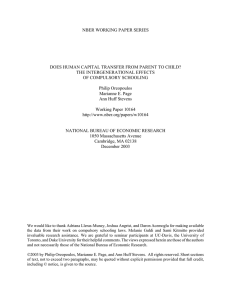 NBER WORKING PAPER SERIES THE INTERGENERATIONAL EFFECTS