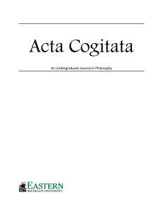 Acta Cogitata An Undergraduate Journal in Philosophy