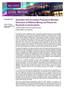 Australian Anti-Corruption Proposal to Mandate Disclosure of Offshore Mining and Resources