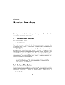Random Numbers Chapter 9