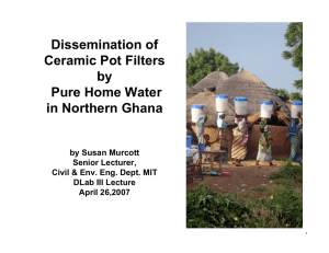Dissemination of Ceramic Pot Filters by Pure Home Water