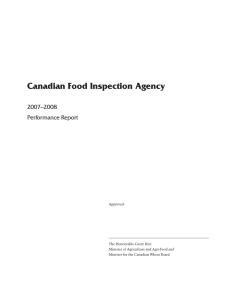 Canadian Food Inspection Agency 2007–2008 Performance Report