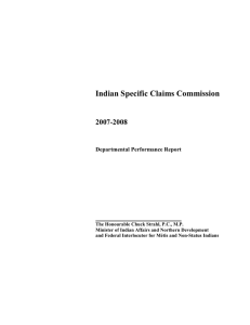 Indian Specific Claims Commission 2007-2008 Departmental Performance Report