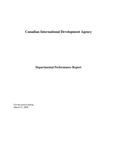 Canadian International Development Agency Departmental Performance Report  For the period ending