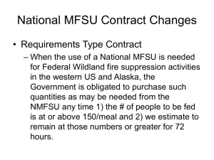 National MFSU Contract Changes • Requirements Type Contract