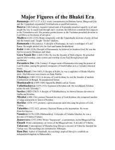 Major Figures of the Bhakti Era  Ramanuja