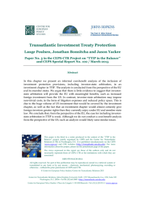 Transatlantic Investment Treaty Protection Lauge Poulsen, Jonathan Bonnitcha and Jason Yackee