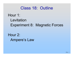 Class 18:  Outline Hour 1: Levitation Experiment 8:  Magnetic Forces