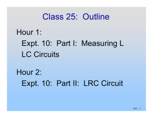 Class 25:  Outline Hour 1: LC Circuits