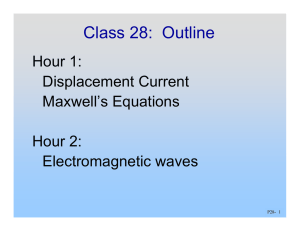 Class 28:  Outline Hour 1: Displacement Current Maxwell’s Equations