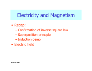 Electricity and Magnetism • Recap: • Electric  field