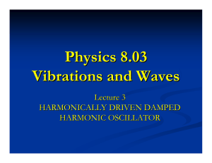 Physics 8.03 Vibrations and Waves Lecture 3 HARMONICALLY DRIVEN DAMPED