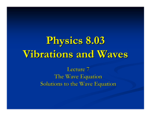 Physics 8.03 Vibrations and Waves Lecture 7 The Wave Equation