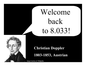 Welcome back to 8.033! Christian Doppler