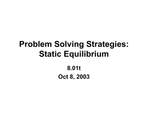 Problem Solving Strategies: Static Equilibrium 8.01t Oct 8, 2003