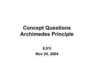 Concept Questions Archimedes Principle 8.01t Nov 24, 2004