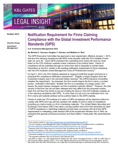 Notification Requirement for Firms Claiming Compliance with the Global Investment Performance