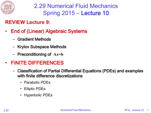 2.29 Numerical Fluid Mechanics Spring 2015 – Lecture 10 REVIEW Lecture 9: