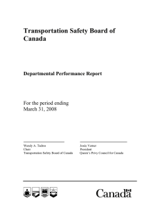 Transportation Safety Board of Canada Departmental Performance Report