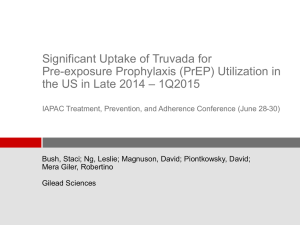 Significant Uptake of Truvada for Pre-exposure Prophylaxis (PrEP) Utilization in – 1Q2015