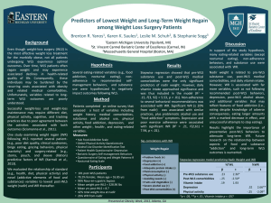 Predictors of Lowest Weight and Long-Term Weight Regain Brenton R. Yanos