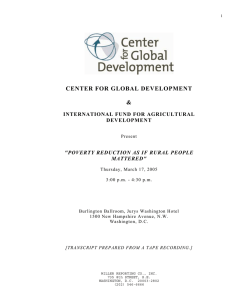 CENTER FOR GLOBAL DEVELOPMENT  &amp; INTERNATIONAL FUND FOR AGRICULTURAL