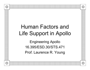 Human Factors and Life Support in Apollo Engineering Apollo 16.395/ESD.30/STS.471