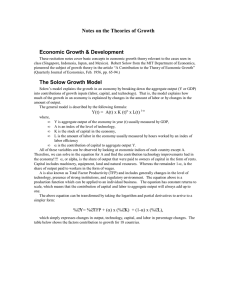 Notes on the Theories of Growth Economic Growth &amp; Development