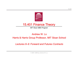 15.401 Finance Theory Andrew W. Lo Lectures 8