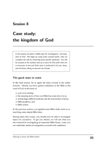 Case study: the kingdom of God Session 8