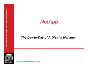 NetApp The Day-to-Day of A District Manager  echnology Sales and Sales Management