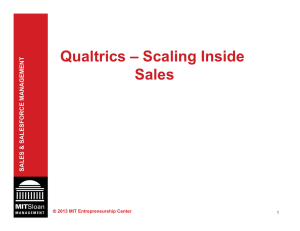Qualtrics – Scaling Inside  Sales SALES &amp; SALESFORCE MANAGEMENT