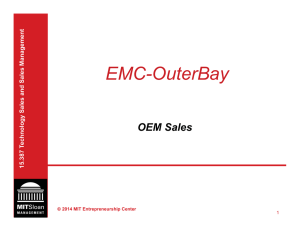 EMC-OuterBay OEM Sales  echnology Sales and Sales Management