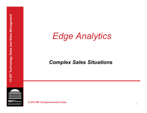 Edge Analytics  Complex Sales Situations echnology Sales and Sales Management
