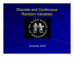 Discrete and Continuous Random Variables Summer 2003
