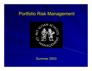 Portfolio Risk Management Summer 2003