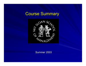 Course Summary Summer 2003