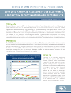 2004-2010 NATIONAL ASSESSMENTS OF ELECTRONIC LABORATORY REPORTING IN HEALTH DEPARTMENTS SUMMARY