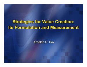 Strategies for Value Creation: Its Formulation and Measurement Arnoldo C. Hax