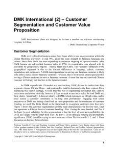 DMK International (2) – Customer Segmentation and Customer Value Proposition
