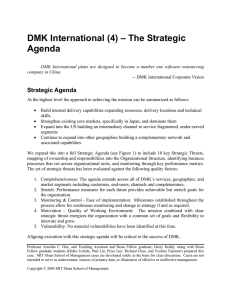 DMK International (4) – The Strategic Agenda  Strategic Agenda