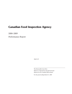 Canadian Food Inspection Agency 2008–2009 Performance Report