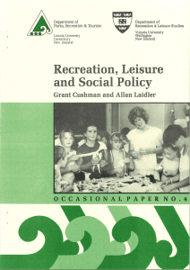 Recreation, Leisure and Social Policy o Grant Cushman and Allan Laidler