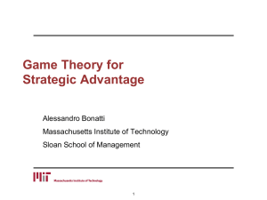 Game Theory for Strategic Advantage Alessandro Bonatti Massachusetts Institute of Technology