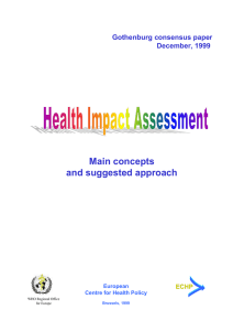 Main concepts and suggested approach Gothenburg consensus paper December, 1999