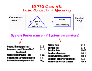 15.760 Class #8: Basic Concepts in Queueing System Performance = f(System parameters)