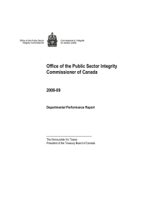 Office of the Public Sector Integrity Commissioner of Canada 2008-09 Departmental Performance Report