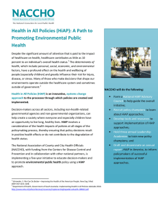 Health in All Policies (HiAP): A Path to Promoting Environmental Public Health